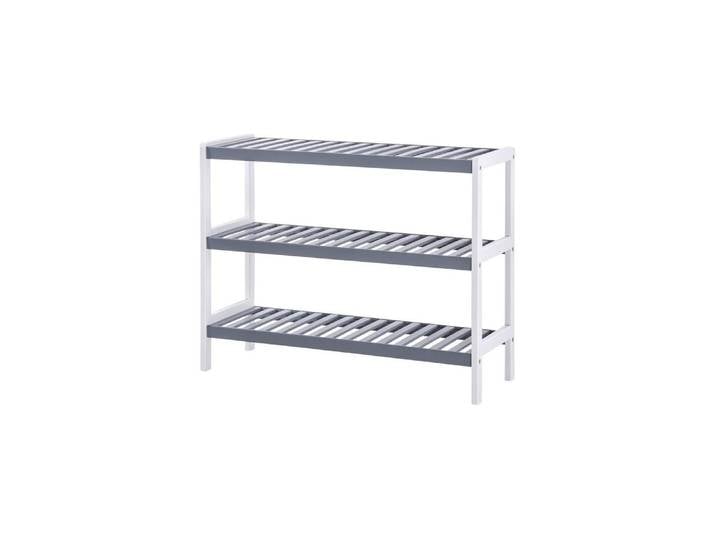 Schuhregal SONGMICS mit 3 Ebenen 70 x 55 cm , weiss (weiß, grau), B:70cm H:55cm T:26cm, Bambus, Regale, Schuhregal