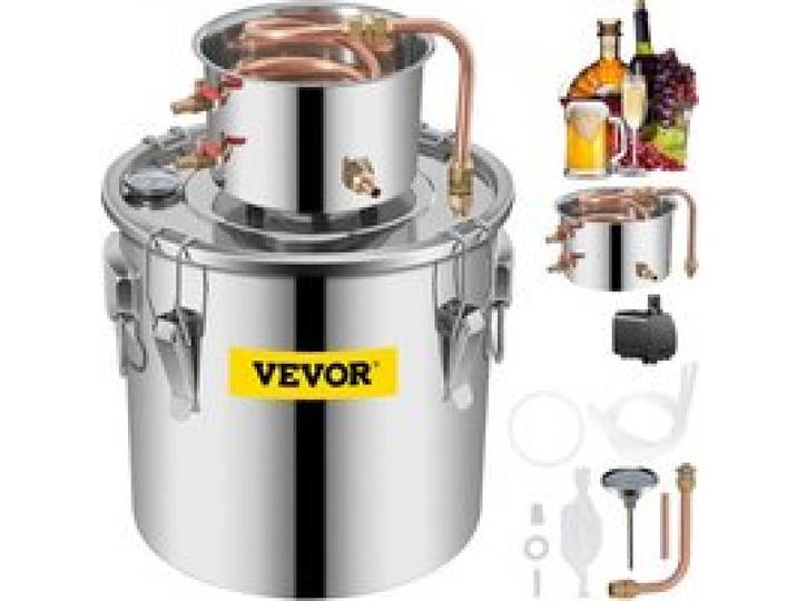 VEVOR Alcohol Distiller 30 L, Alcohol Distiller met circulatiepomp, Alcohol Distiller Koperen Buis, Whiskey Distiller met Ingebouwde Thermometer, Roestvrij Staal
