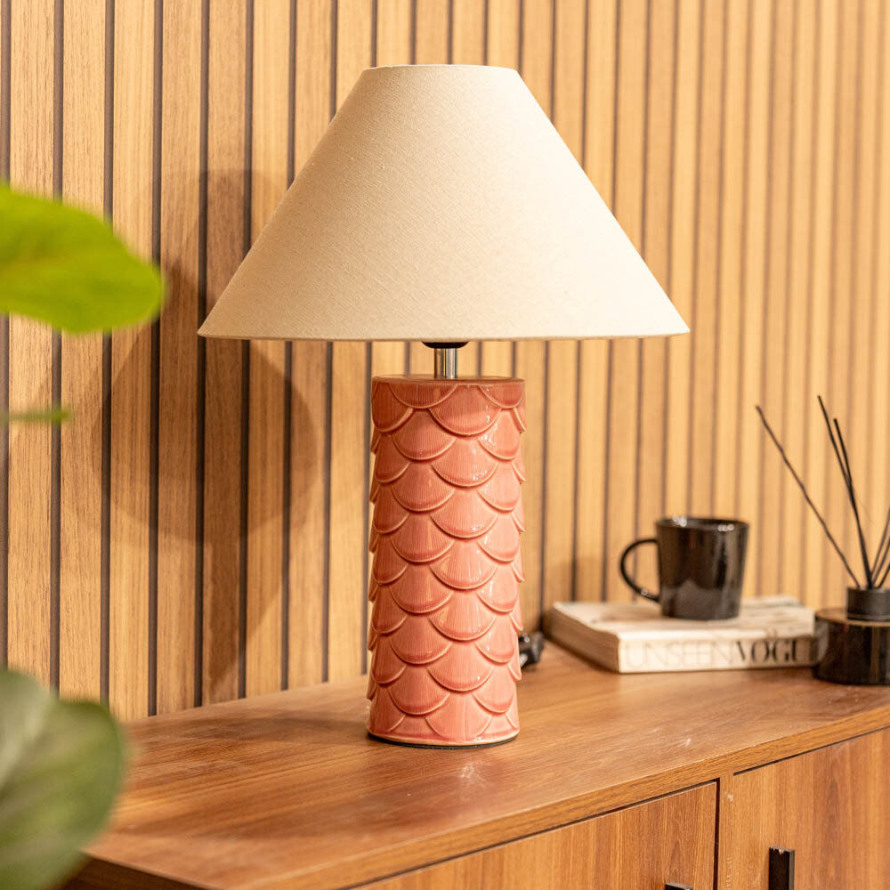 House of Hampton Athena Ceramic Table Lamp Pink 43.5cm H X 21cm W X 45.5cm D