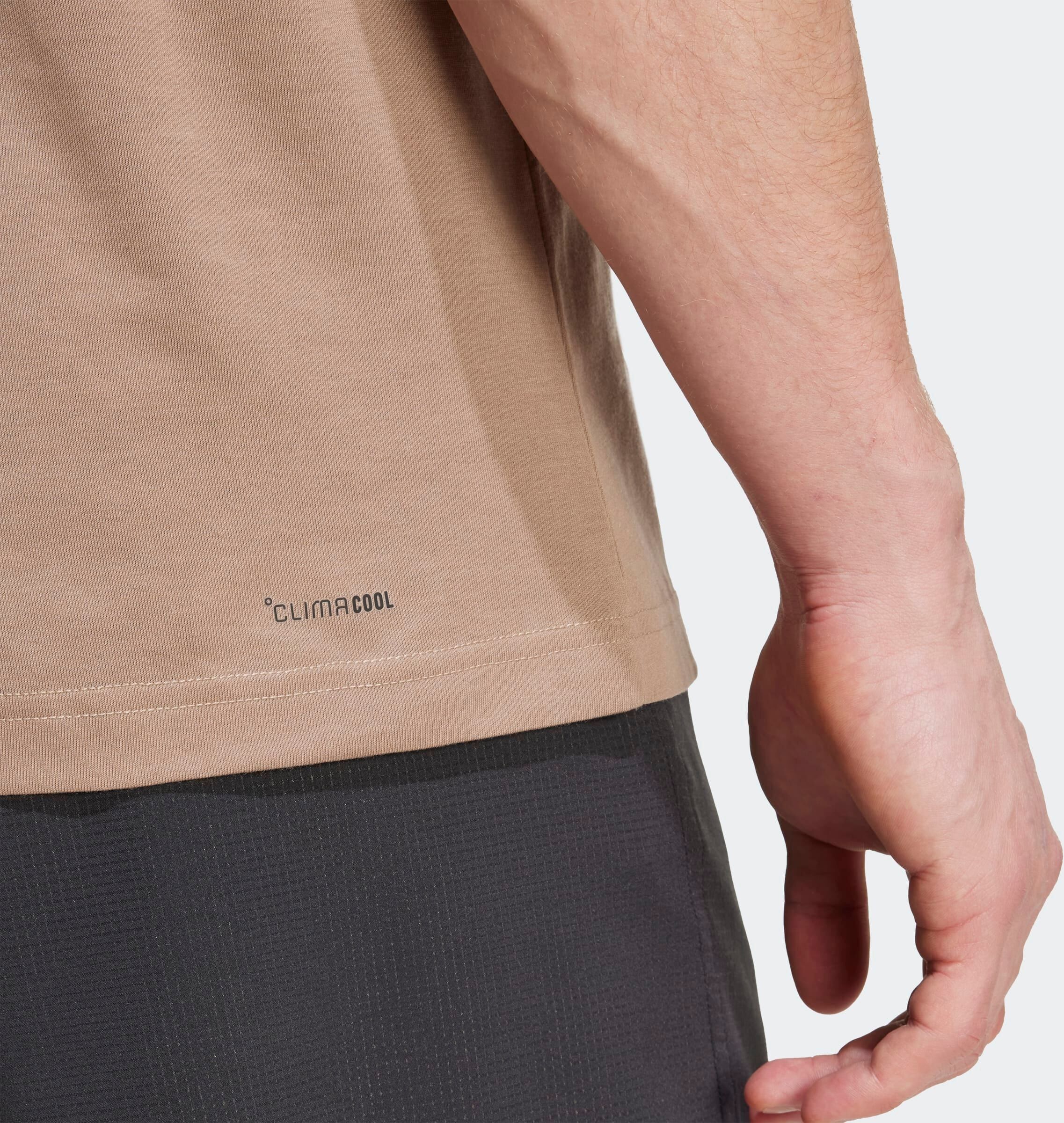 T-Shirt ADIDAS PERFORMANCE "CLIMACOOL CATEGORY TRAINING GRAPHIC", Herren, Gr. S, braun (chalky braun), Obermaterial: 65% Polyester, 35% Baumwolle, Shirts T-Shirt, mit climacool Technologie, atmungsaktiv