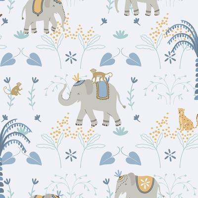 Galerie Wallcoverings Bambino Collection Elefun Jungle Matte Finish Non-woven Wallpaper Roll