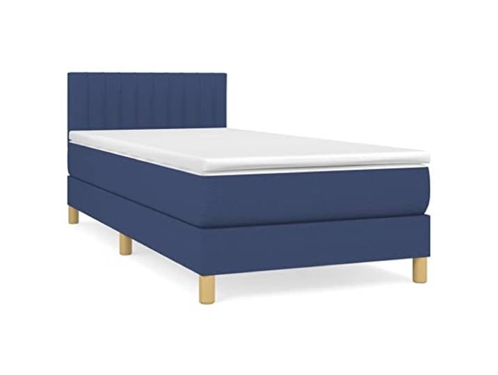 PUGYNBK Boxspringbett, Taschenfederkernmatratze, 100 x 200 cm, Blau Verstellbares Kopfteil, mittlere Festigkeit, atmungsaktiver Stoff, weicher Schutz