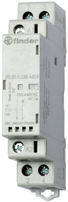 Finder Contacteur d'installation 230VAC/DC, 2S, LED 22.32.0.230.4320 (223202304320)