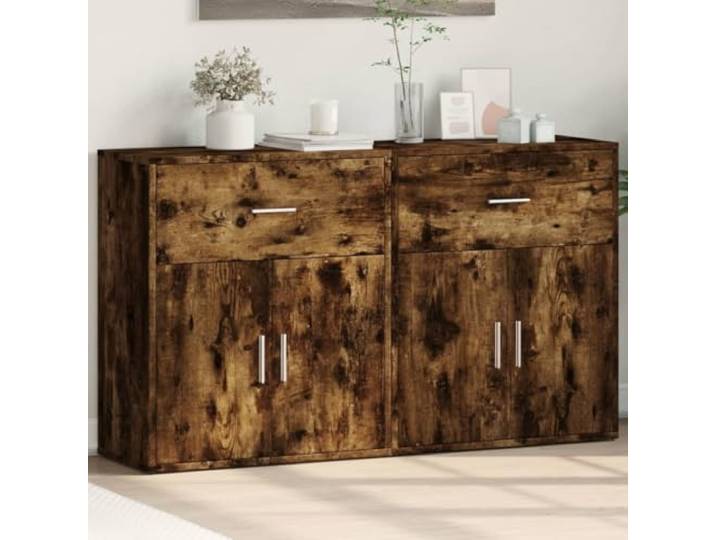 RJPLMFV Anrichte mit 2 Türen, Eiche, Rauchgrau, 60 x 31 x 70 cm, Holz Praktische Aufbewahrung, leicht zu reinigende Oberfläche, Wandbefestigung erforderlich, schmales Möbelstück