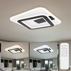 Deckenlampe Schlafzimmerleuchte dimmbar LED Fernbedienung schwarz weiß 40x65 cm