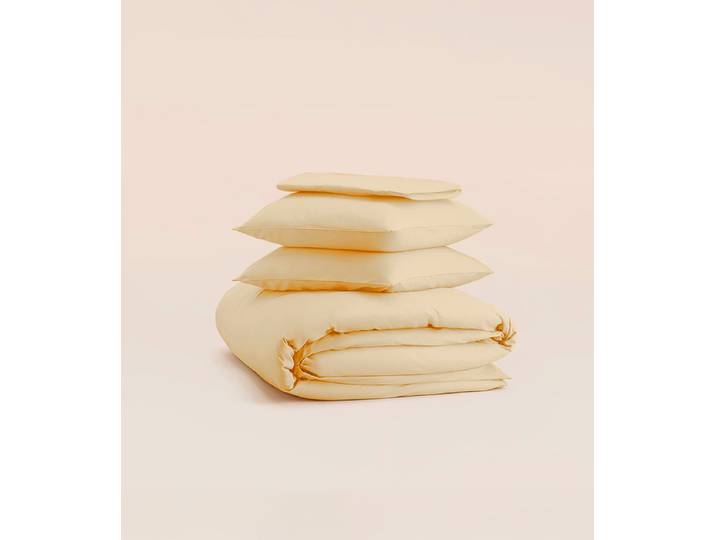 Parure en percale de coton - Jaune beurre