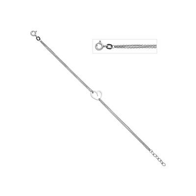 Silberarmband JOBO "Armband mit Herz", silber (silber 925), Armbänder, Damen, 19cm, Silber 925 (Sterlingsilber), Silberarmband, 925 Silber rhodiniert 19 cm