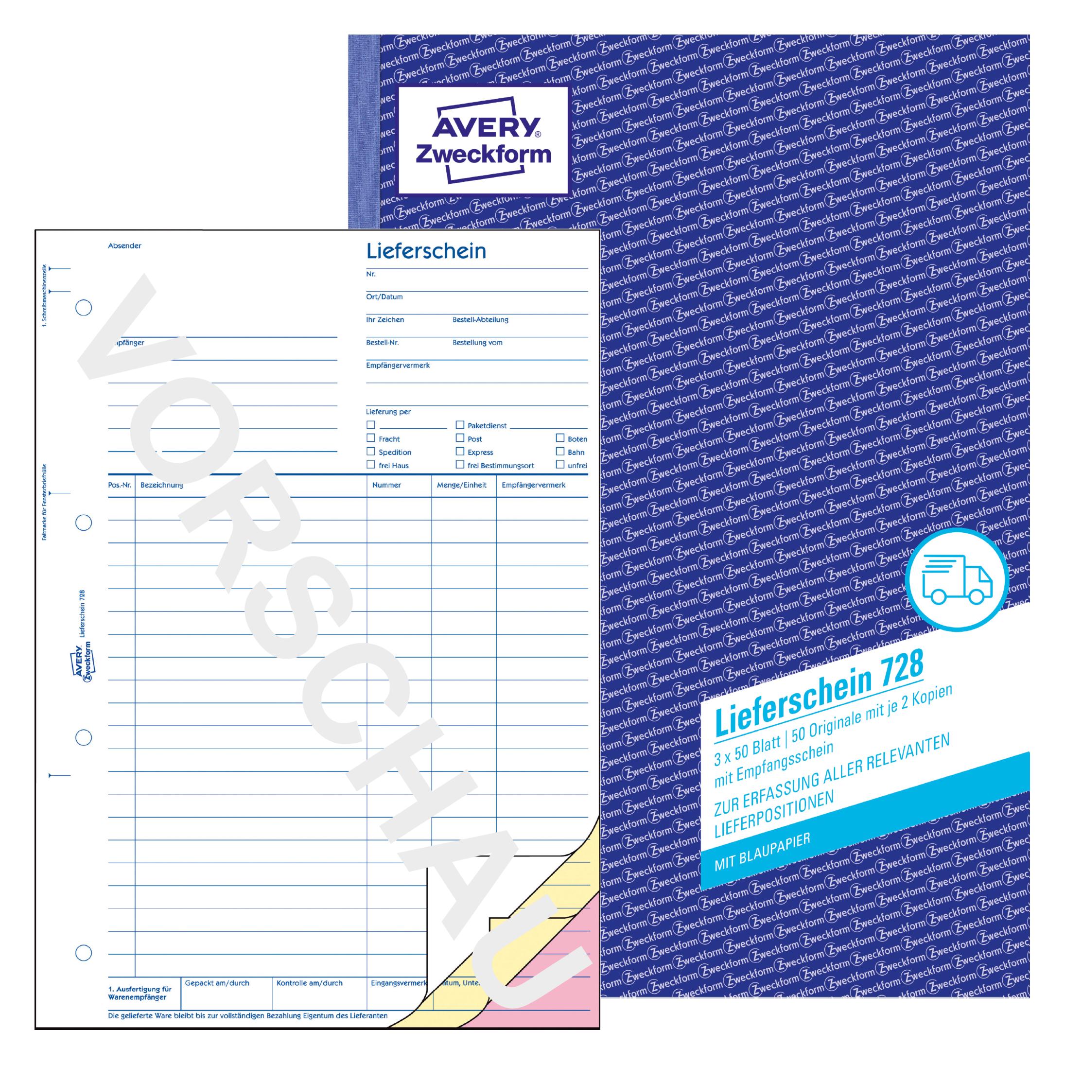 Avery Lieferscheine mit Empfangsschein (50x) (21139123)