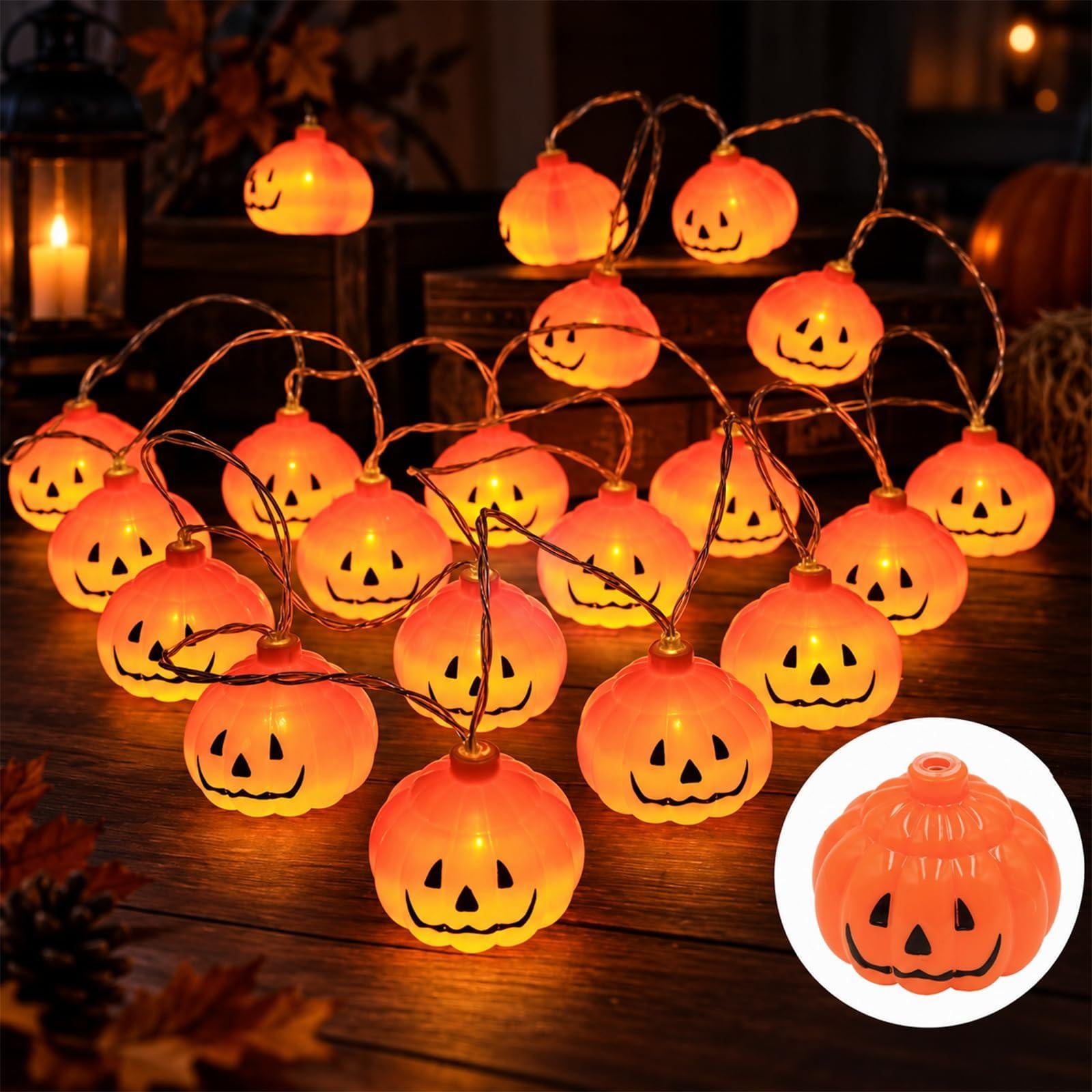 Dripio LED-lichtketting Halloween met 20 pompoenen, 3 meter, warm oranje