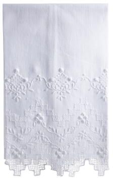 Saro Handmade Drawnwork Linen Blend Guest Towel - Mosaic Pattern Bathroom Hand Towel