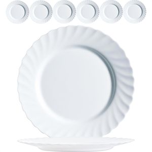 Arcoroc Teller Trianon ARC N8244, 27,3 cm, Opalglas weiß, rund, flach, 6 Stück
