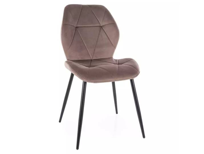 Chaise velours de polyester cappuccino avec piétement noir mat