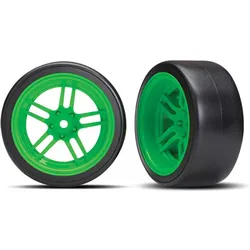 Traxxas Reifen auf Felgen verklebt Split-Spoke Felge grün hinten