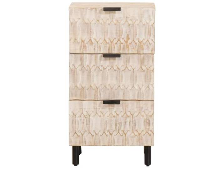 KTHLBRH Sideboard weiß gewaschen, 40 x 33 x 75 cm Massives Mangoholz und MDF, minimalistisches Design, für Esszimmer oder Wohnzimmer