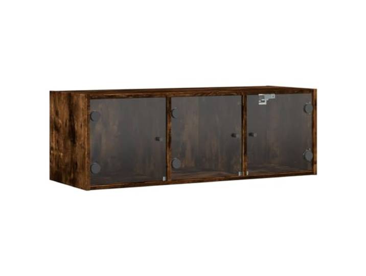 Heofavd Wandschrank mit Glastüren Räuchereiche 102x37x35 cm