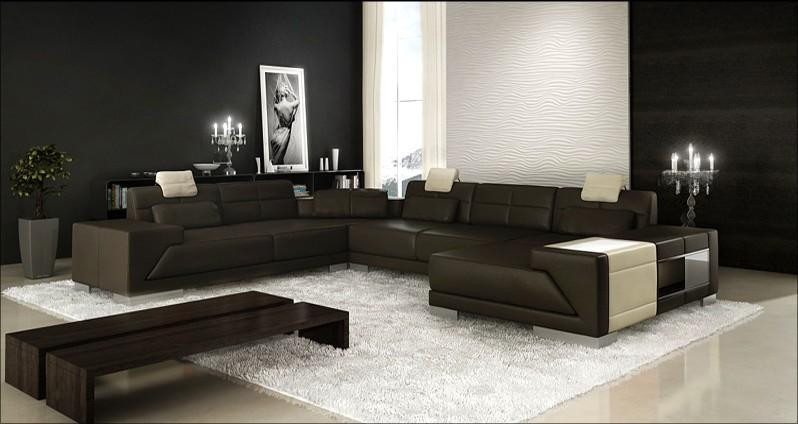 Modern U-vormig hoeksofa Design Couch PH3005 Bruin