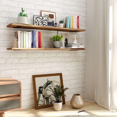 "Wallniture PALM 48-60-72-84 inch Long, 9.25"" Deep, 1.5"" thick Floating Shelf Living Room, Office Shelf, Farmhouse, Burnt, 1 Pc"
