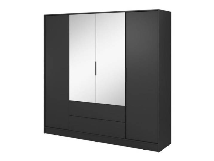 Sepro Meble Schrank Schwarz Elly Mit Spiegel, 206x200x51 cm, Schlafzimmer, Kleiderschränke, Drehtürenschränke