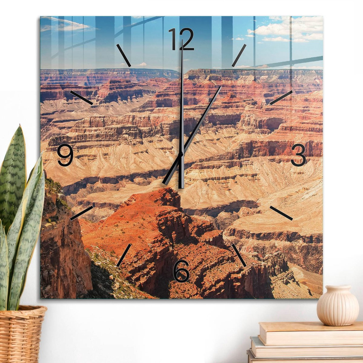 ArtPrintCave Rood Glazen Wandklok met Canyonlandschap - Vierkant - 60 x 60 cm