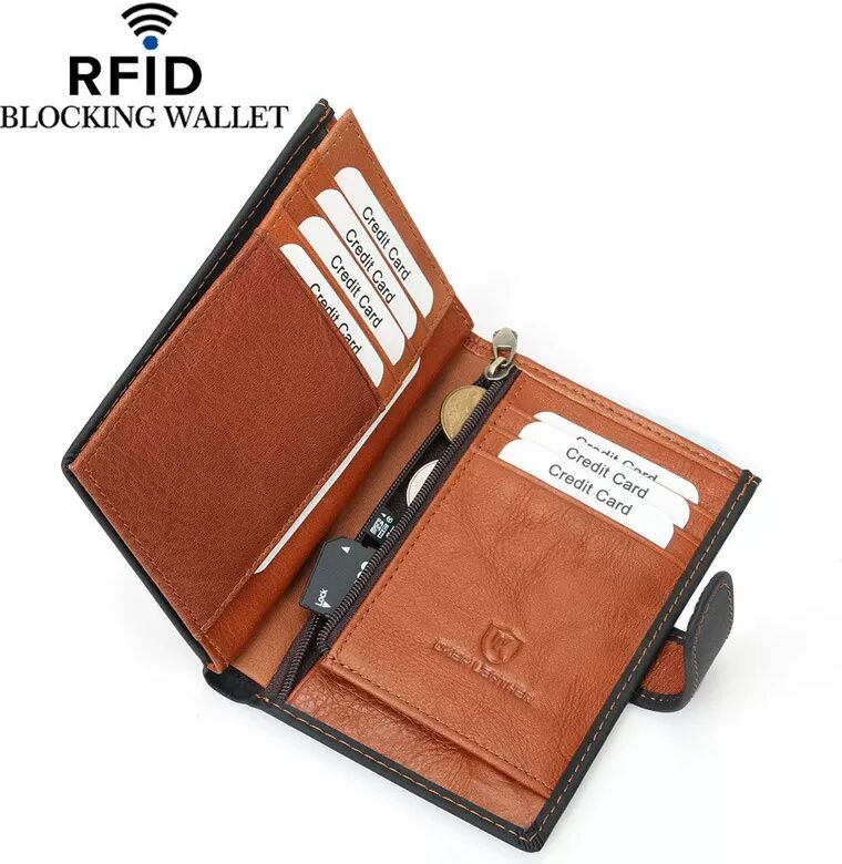 INF Élégant portefeuille en cuir RFID avec poche à monnaie zippée