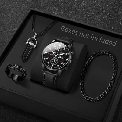 USA Free Shipping Shop Prestige Mens Watch Set With Arabic Dial Watch, Leather Strap & Matching Accessorie Prestige Mens Watch Set With Arabic Dial Watch, Leather Strap & Matching Accessorie