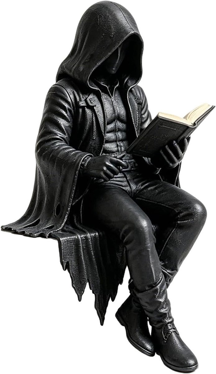 Gothic Beeldje Zwart - Handgeschilderd Hars Figuur voor Kamerdecoratie - Breedte: 12 cm