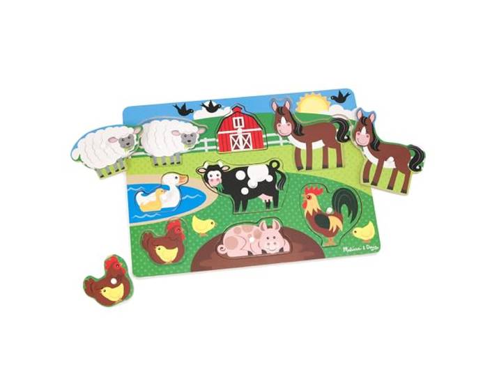 Melissa & Doug Houten boerderij knoppuzzel (8 stukjes)