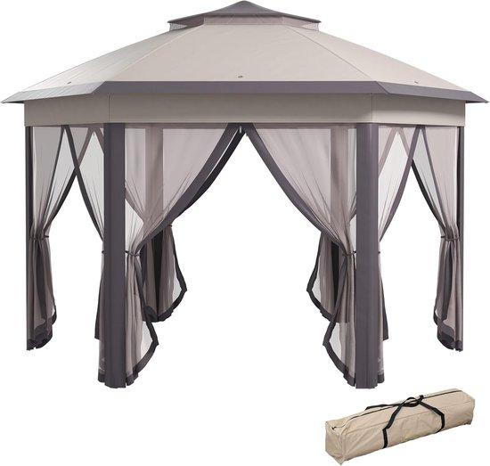 Famanu Gartenpavillon 4x4 m | Pop-up Zelt mit 6 Seitenpaneelen