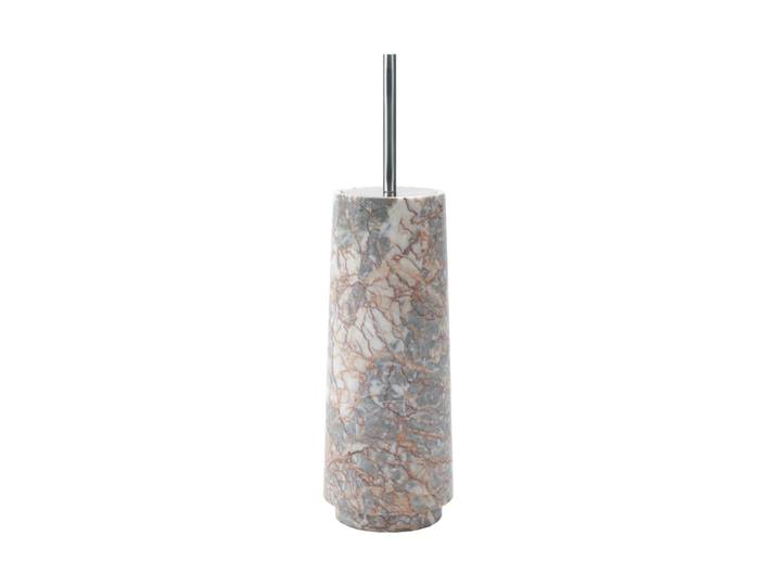 Handgefertigter, luxuriöser Toilettenbürstenhalter „Orion“ aus Marmor, Almond Multicolor, Silber Aquanova
