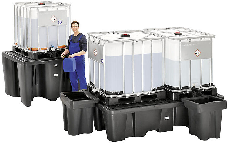 kaiserkraft PE-Auffangwanne für Tankcontainer IBC/KTC, Kapazität 1 Container, Länge 1450 mm