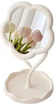 Uplift Treasures Flower Design Desktop Vanity Mirror white