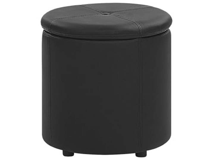 Eleganter Pouf aus Kunstleder in Schwarz mit praktischem Stauraum Maryland