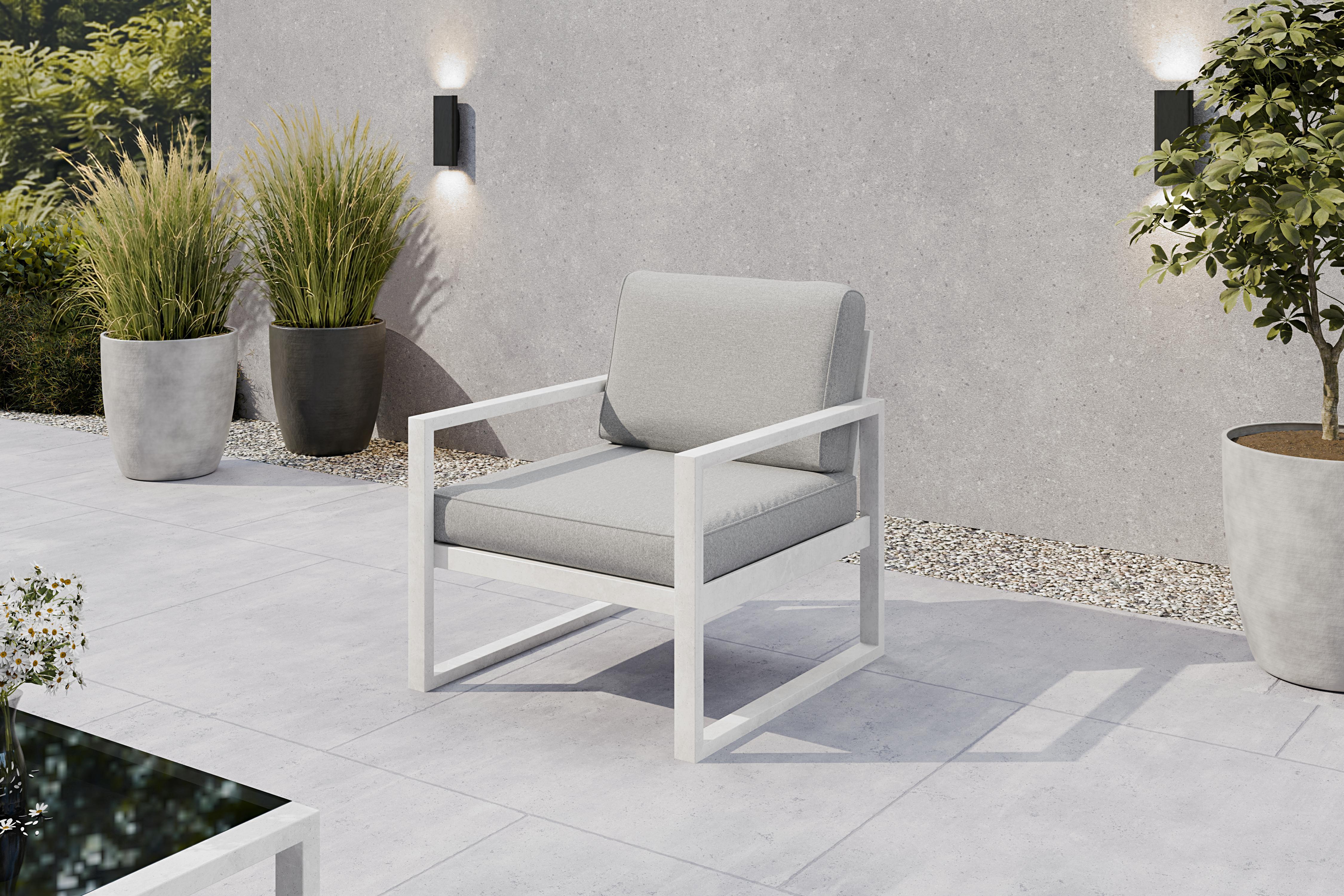 SOLAR Moderner Garten-Loungesessel mit Metallgestell - Wetterfeste Polster - Verschiedene Farben W/PB07