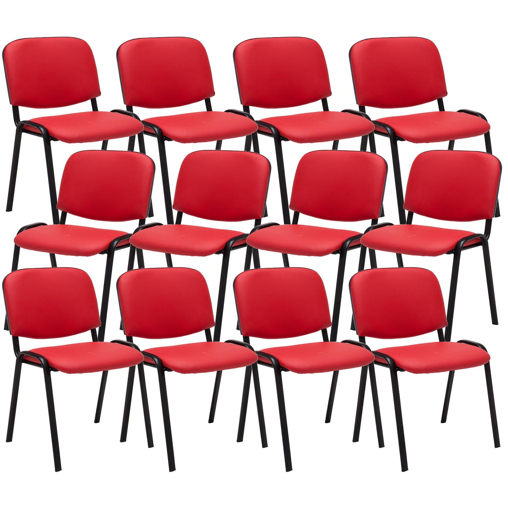 CLP 12er Set Besucherstuhl Ken Kunstleder - Farbe: rot