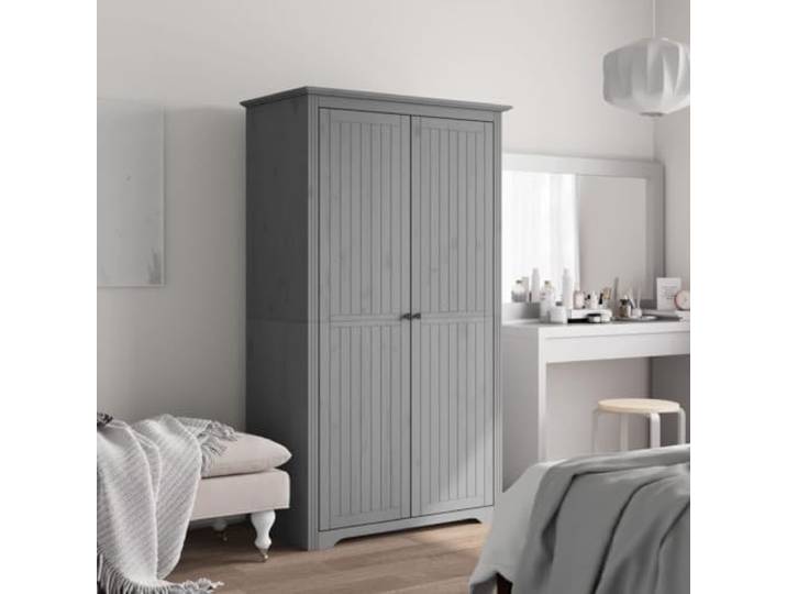 HKLGBVCR Kleiderschrank Bodo, Grau, 99 x 53,5 x 173 cm, Massivholz, Kiefer