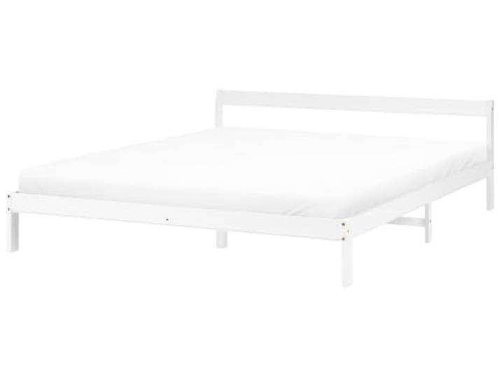 Beliani Holzbett weiß mit Lattenrost 180x200 cm schlicht Doppelbett Skandi-Design Madone