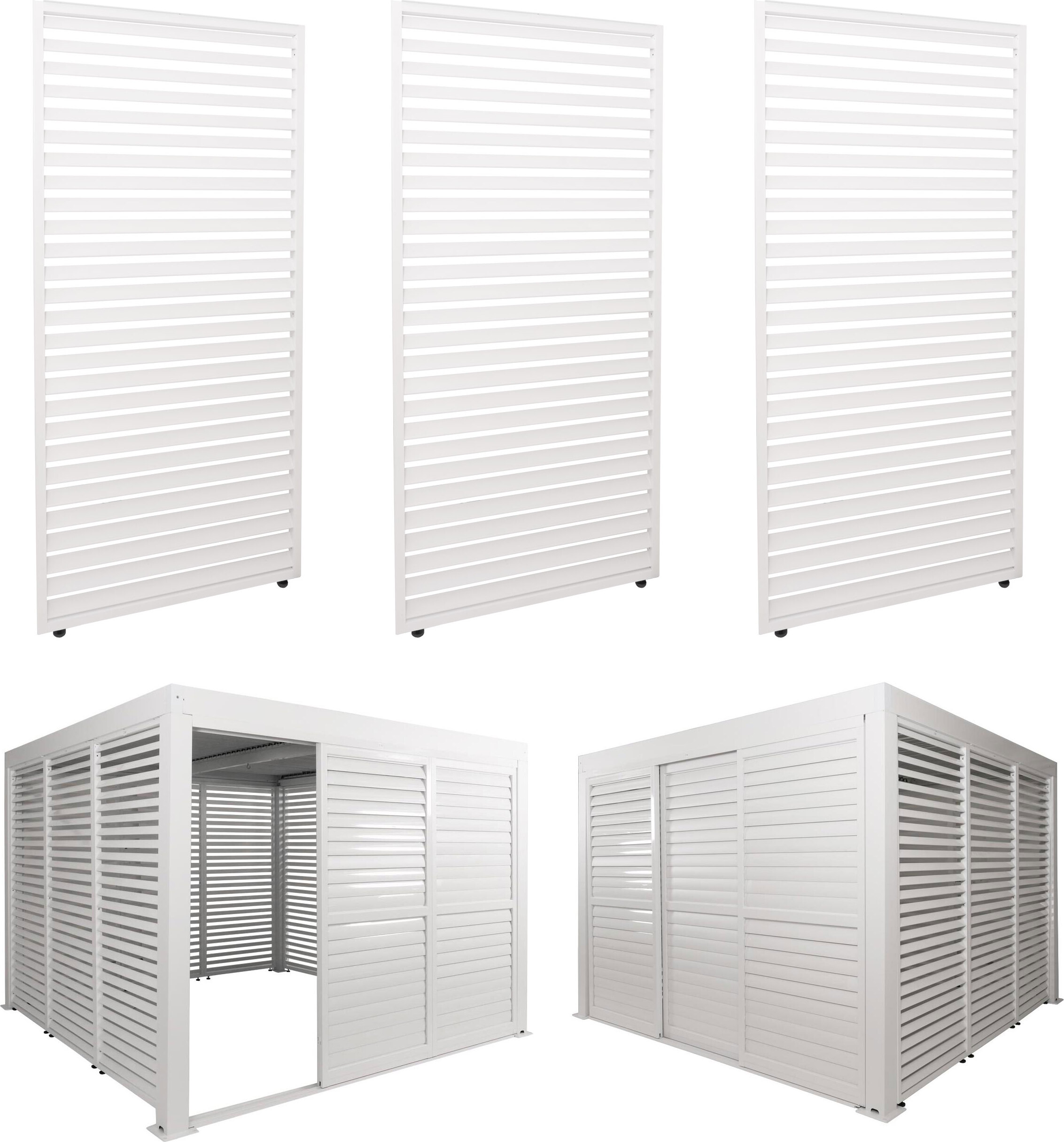 3er-Set Aluminium Paneele für Pergola MCW-L46, Terrassenüberdachung, Lamellenpaneel Modul, 204x271cm weiß