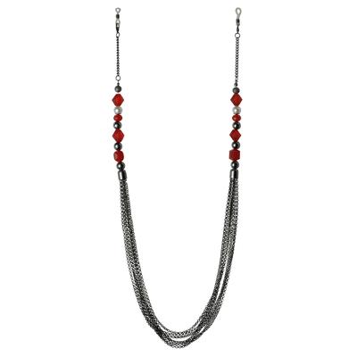 Collierkettchen STEUER "Brillenkette", schwarz, Halsketten, Damen, 76cm, Metall, L: 76