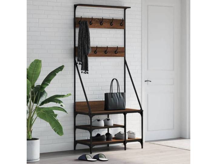 Porte-vêtements et rangement des chaussures-Meuble à chaussures et vêtements-Étagère de rangement chêne marron 979469