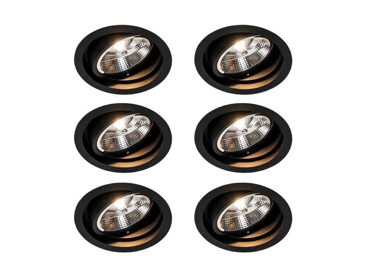 Lot de 6 Spot encastrable moderne noir réglable - Chuck 111
