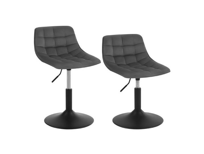 Woltu Barhocker (2 St), 360° Schwenken Samt Sitz 38-49.5cm Hoch dunkelgrau