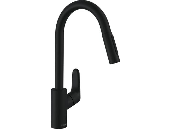 hansgrohe Focus M41 - Mitigeur de cuisine avec douchette extractible\, 2 jets\, Robinet avec hauteur sous bec 240 mm\, Robinetterie avec bec pivotant et extensible\, Chromé\, 31815670