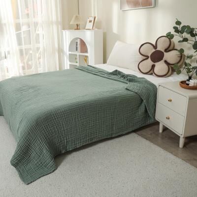 Shop Station Cotton Muslin Blanket Cotton Breathable Throw Blanket For Bed, Couch & All Season Comfort grayish Green 51.18 59.06 In