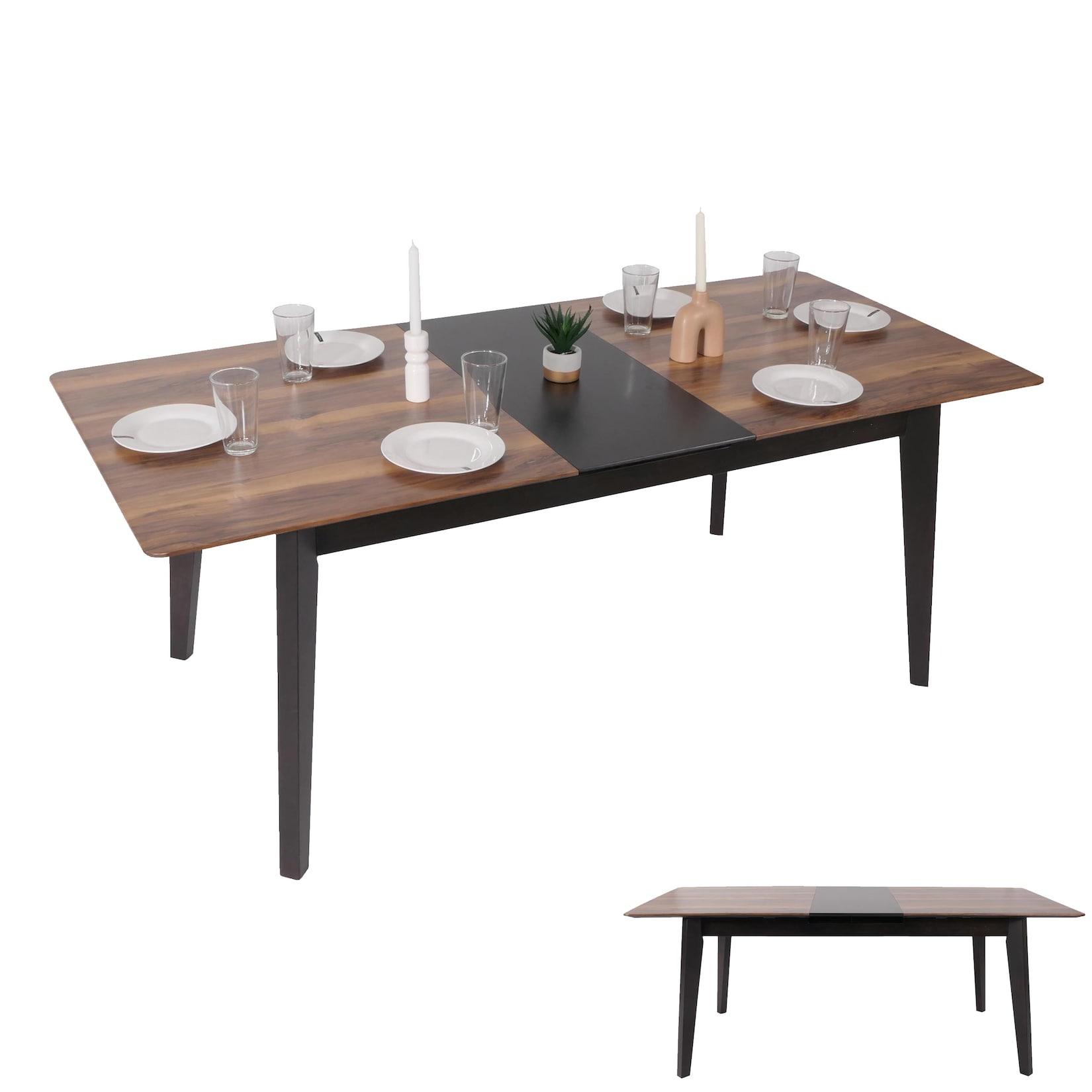Esszimmertisch MCW-M57, Esstisch, Massiv-Holz Laminat Melamin 160-200x90cm, ausziehbar Sheesham Holz-Optik, dunkle Beine