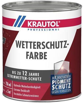 KRAUTOL Wetterschutzfarbe weiß, 120 x auch Tönbasis, 2,5 l auf Palette