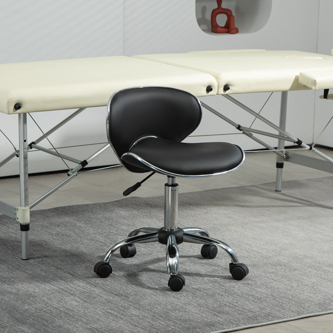 Metro HOMCOM Office Chair Beauty Salon Rolling Technician Stool Chair Black Black