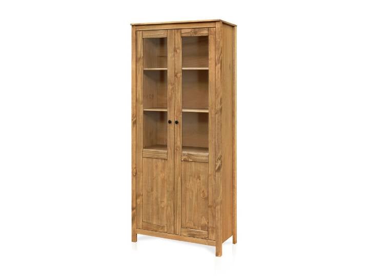 TOBINO Vitrine, Material Massivholz, Kiefer gewachst