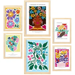 POSTER Set Mit 6 Charmantes A3 & A4 Rahmen Aus Hellem Holz