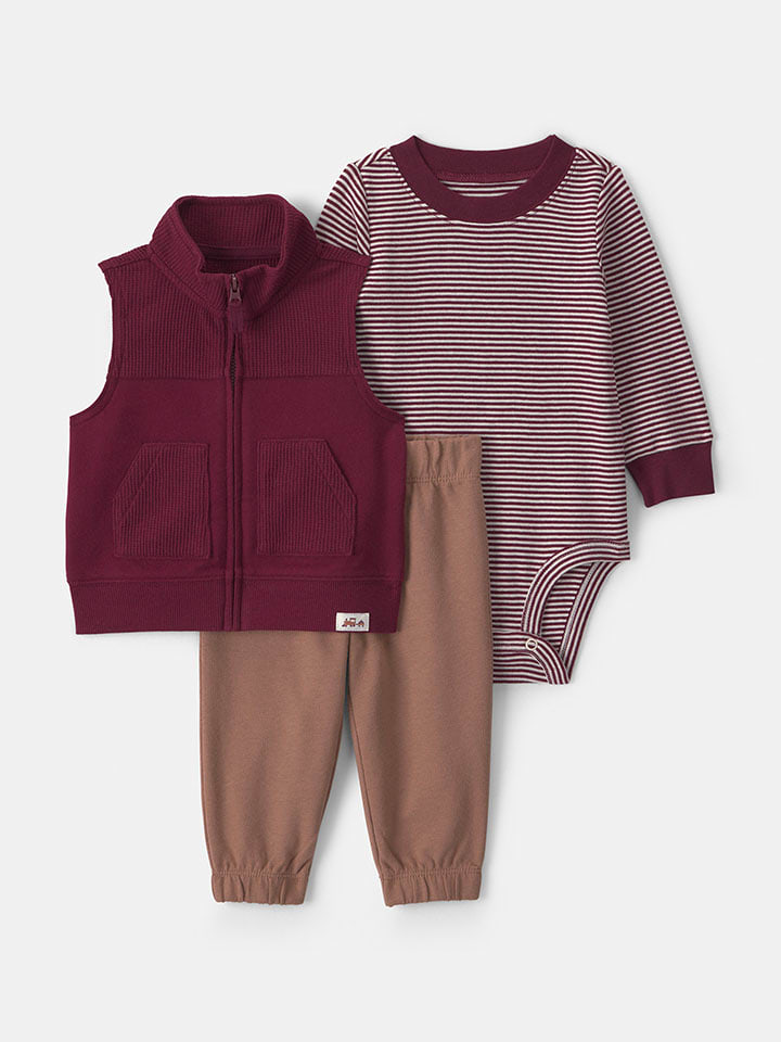 carter's 3tlg. Outfit in Aubergine/ Braun - 68