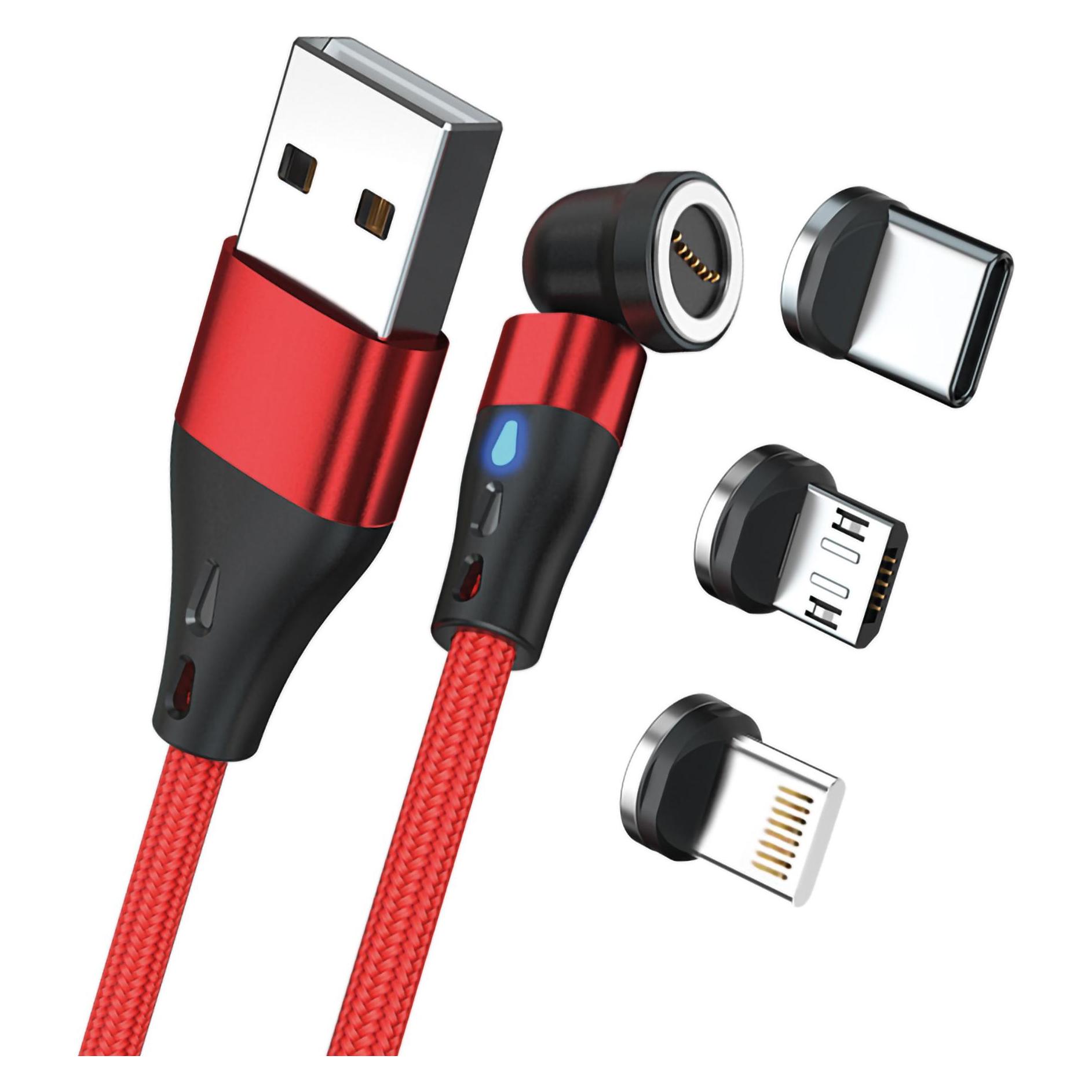 RealPower Magnetic cable 3 Amp,2m,rot mit Adaptern (2 m) (439644)